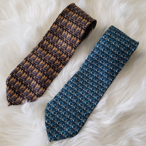 Men's Vintage 90's Silk Abstract Geometric Print Ties - Picture 1 of 6